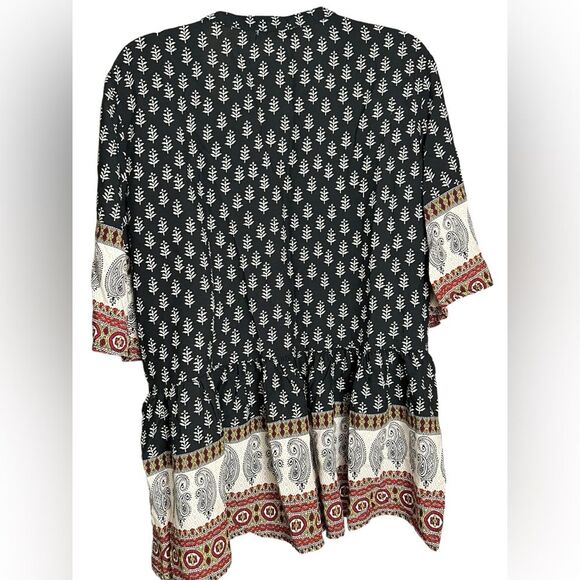 BEACHLUNCHLOUNGE Leah Print Top Bohemian Flowy Bell Sleeve Paisley Size Medium - Picture 7 of 9